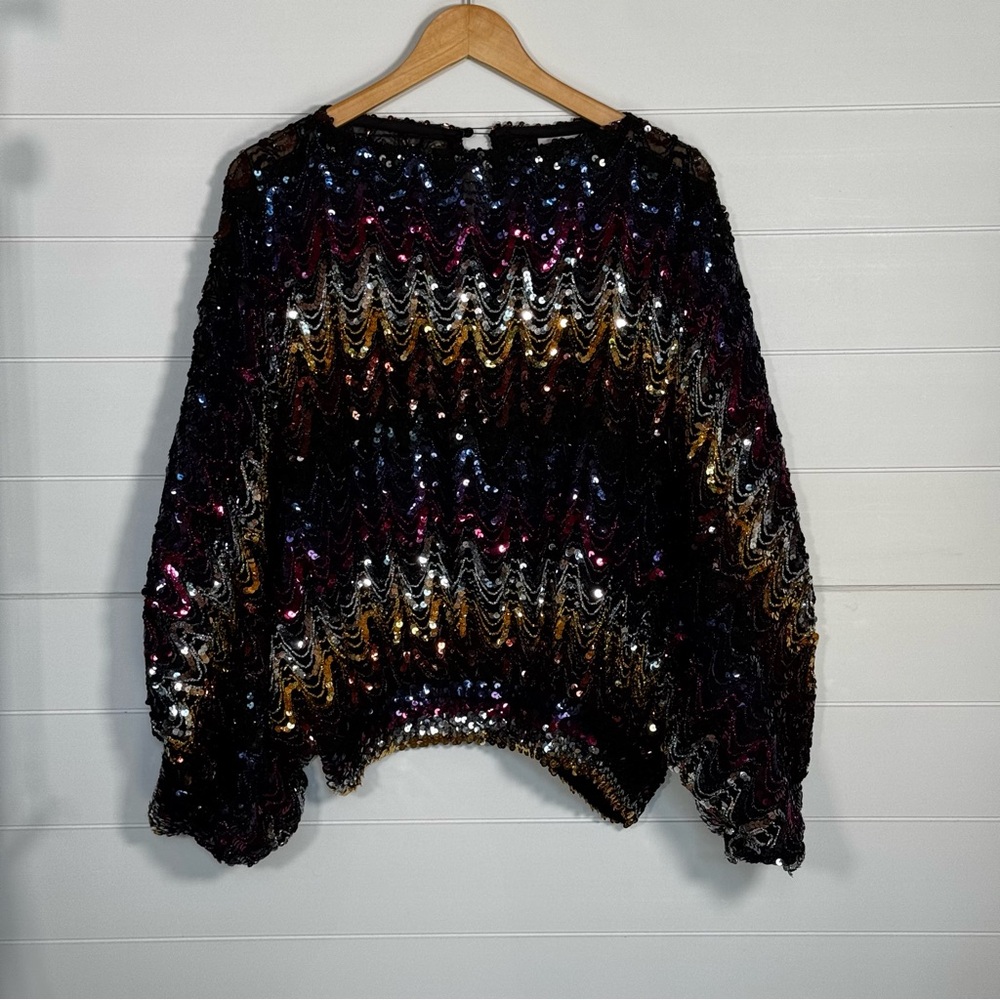 Miss It 80s sequin zig zag batwing sparkly disco top blouse size 22 XL
